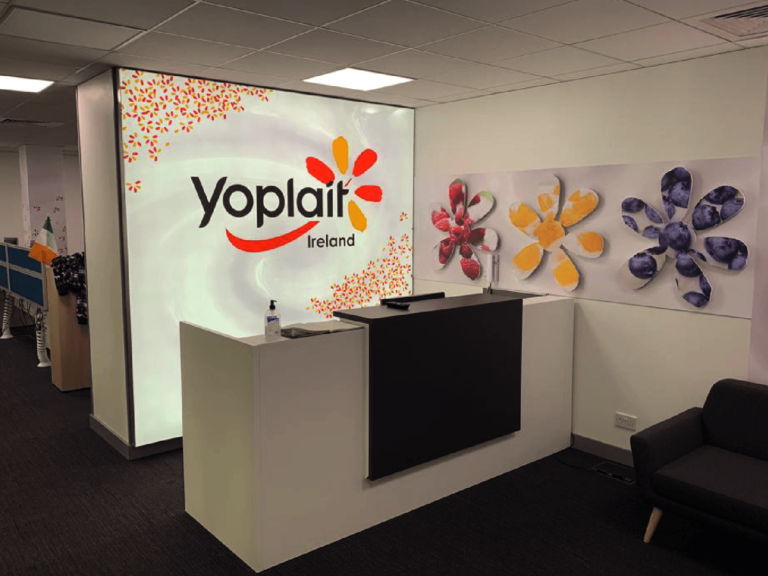 Backlit reception wall & Halo'd elements.