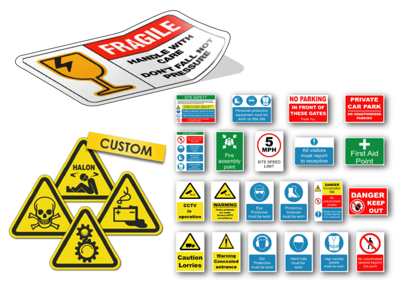 All safety stickers, any size.